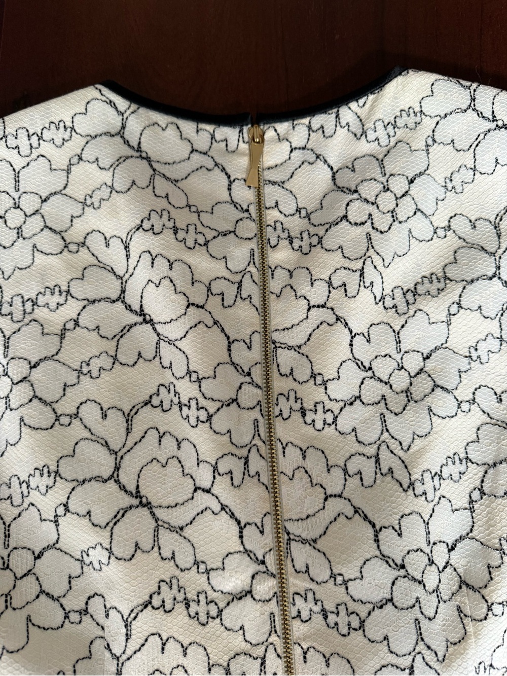 Kate Spade Sleeveless White and Black Floral Lace A-Line Dress - Picture 9 of 11